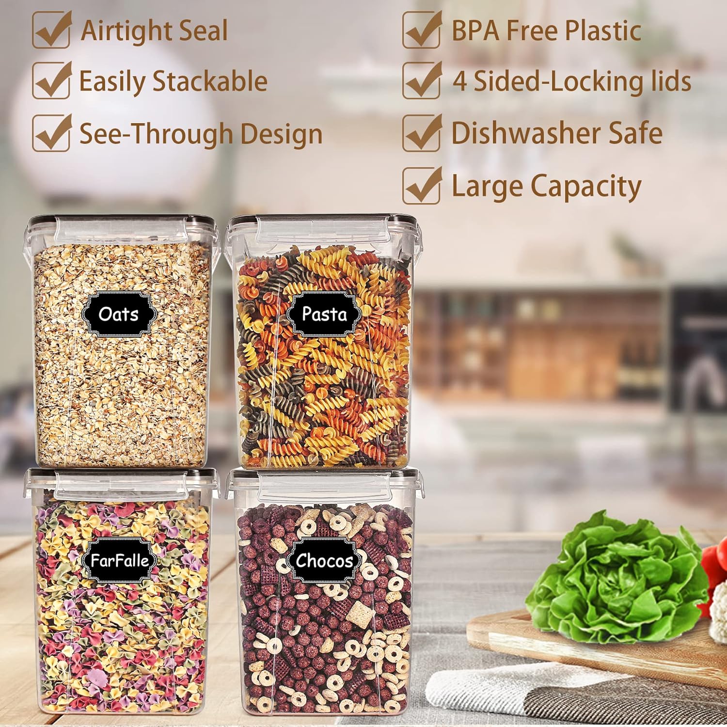 Snacks Food Labels - Tyrixma, набор из 4 больших контейнеров