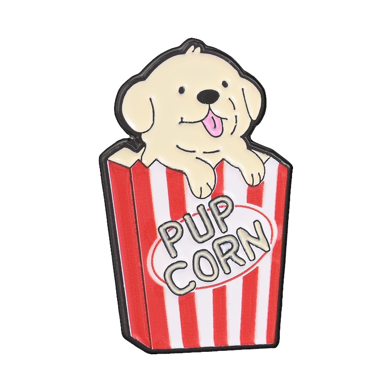 Эмалевый значок-брошь Pupcorn  – обзор и цена Zinc Food Snacks