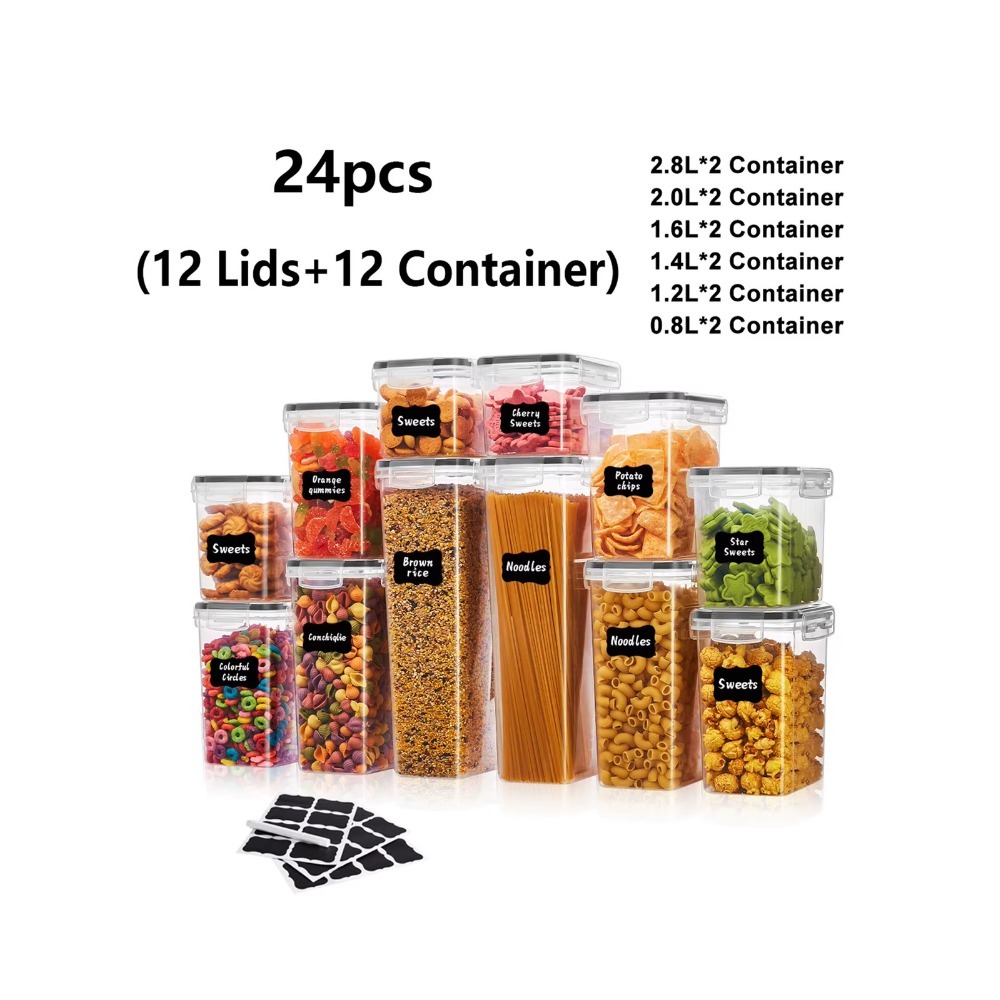 24 герметичных контейнера для  – обзор и цена Snacks Food Labels