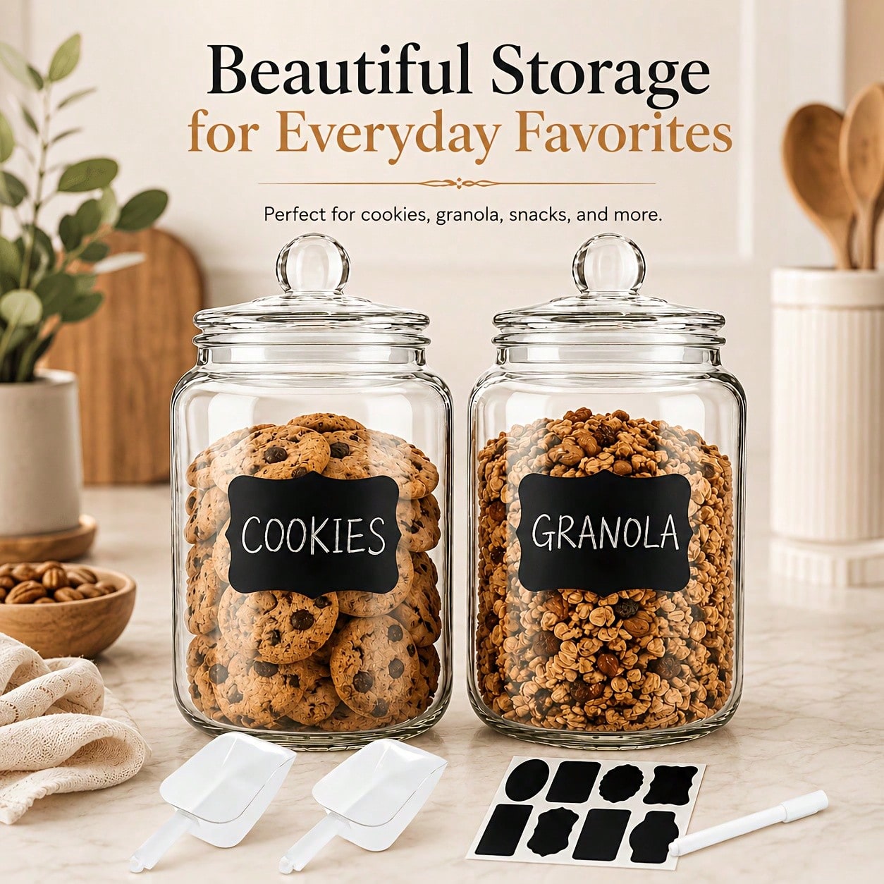 Набор из 2 стеклянных банок дл – обзор и цена Snacks Food Labels